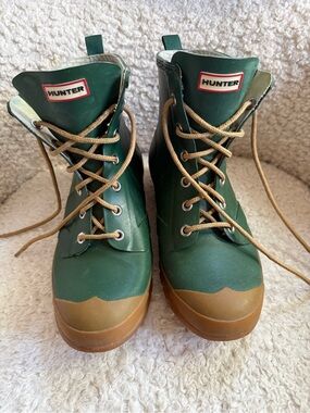 Hunter Green Lace-Up Rain Boots